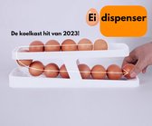 Eierhouder voor koelkast - Eierrek - Eierdispenser - Rollende eierhouder - Koelkast organizer Wit
