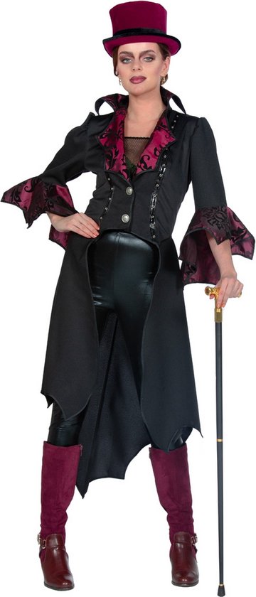 Wilbers & Wilbers - Vampier & Dracula Kostuum - Gravin Van Gravensteijn Vrouw - Zwart - Maat 42 - Halloween - Verkleedkleding