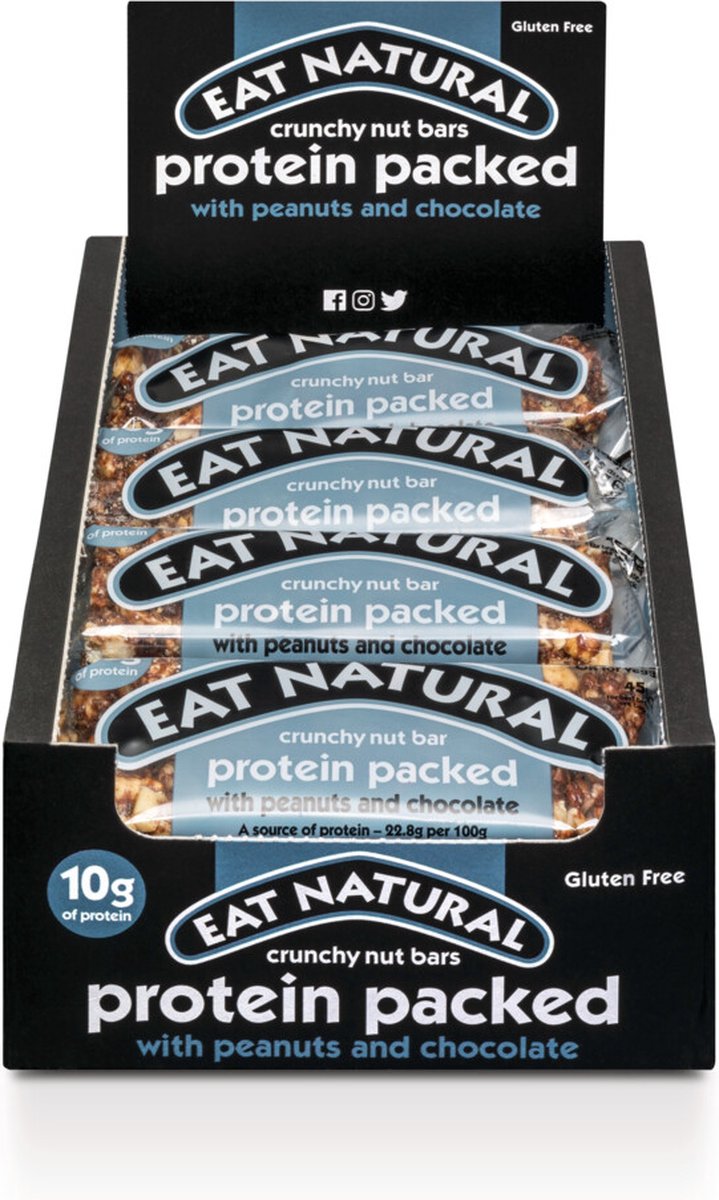 Goedkoopste Eat natural Proteïn Bar Pinda's en Chocolade 12 x 45 gr