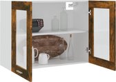The Living Store Wandkast Gerookt Eiken - Keuken - 80x31x60 cm - Opbergkast met Wandmontage - Bewerkt Hout