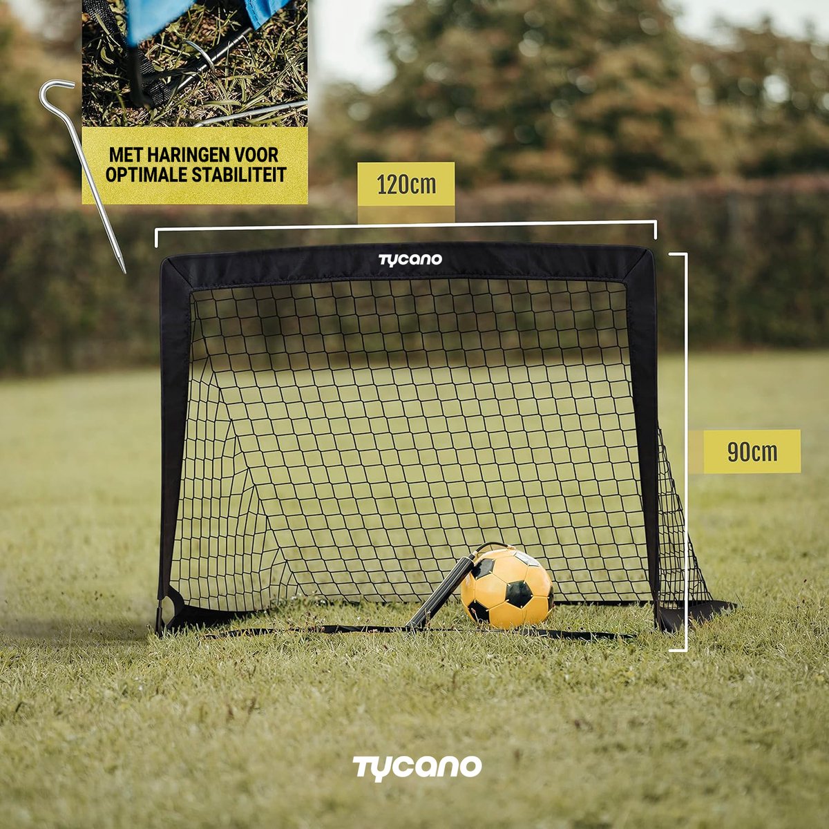 Tycano Pop-Up Voetbaldoelen Set van 2 - Kinderen - Voetbaldoeltjes - Opvouwbaar - 120 x 90 cm - 2 stuks - Zwart — afbeelding 2