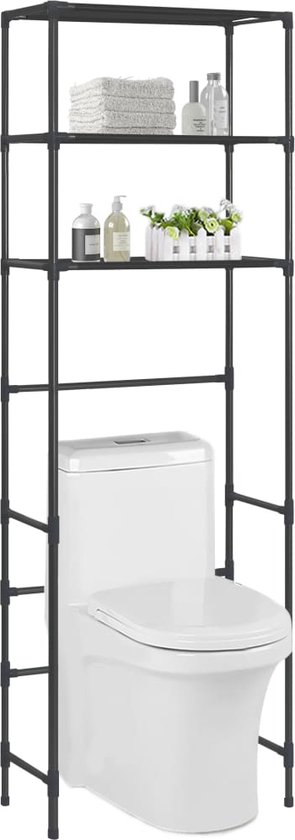 The Living Store Opbergrek Boven het Toilet - 53 x 28 x 169 cm - Roestvrij Staal