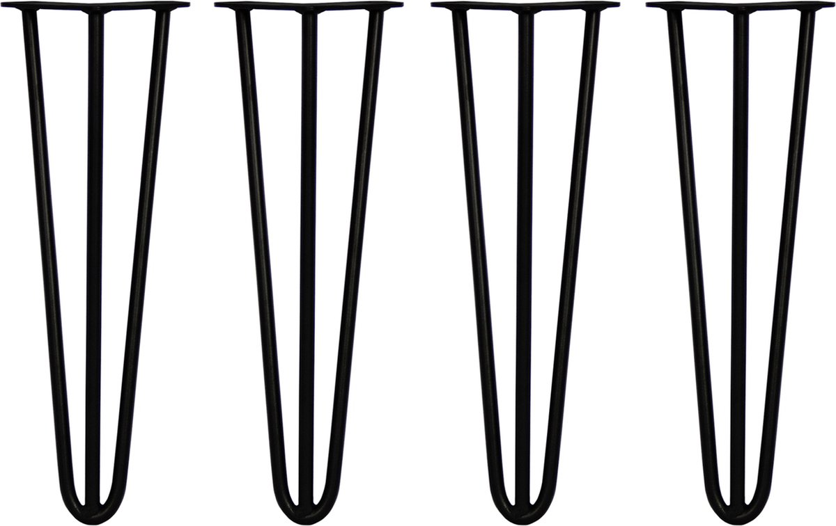 MonsterShop Skiski hairpin tafelpoten - zwart - 4x40,6cm - 3 staven 12 mm
