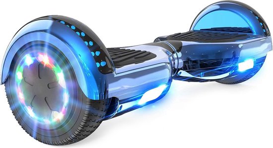 FOXSPORT Hoverboard Blauw - Bluetooth Speaker - Antislip Banden - Kleurrijke LED-Verlichting - Self Balance Scooter met krachtige dual Motor - 6.5 Wielen - Cadeau voor Kinderen, Tieners en Volwassenen