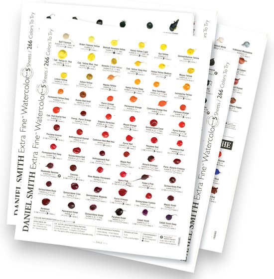Daniel Smith - Watercolour 266 Dot Card - Testkaart Aquarel Met 266 Kleuren