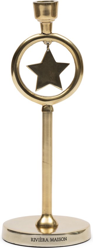 Riviera Maison Kaarsenhouder, Kerst kandelaar, Dinerkaarsenhouder - Shining Star Candle Holder - goud