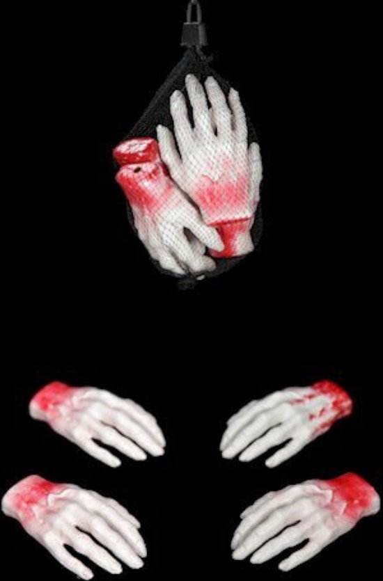 Afgehakte handen met bloed 4 stuks
