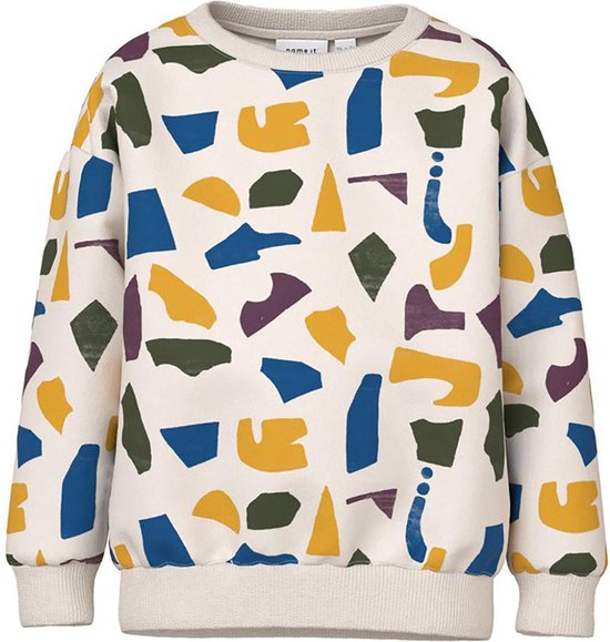NAme it Sweater ecru met allover print multicolor nmmowen 92