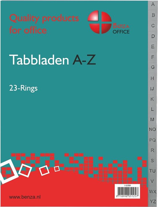 Benza Tabbladen ABC, Alfabet (A t/m Z) A4 (23 rings)