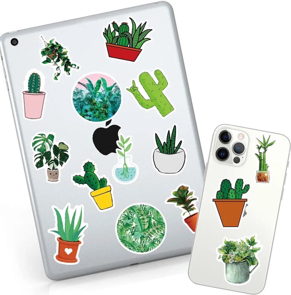 Planten Stickers 50 Stuks | Groene Stickers | Cactus | Monstera | Ficus | Kamerplanten | Grappige Stickers | Laptop Stickers | Stickers Kinderen en Volwassenen | Stickervellen | Plakstickers | Koffer Stickers | Stickers Bullet Journal en Planner — afbeelding 4