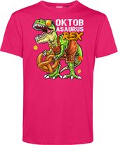 T-shirt Oktobasaurus | Oktoberfest dames heren | Lederhosen man | Foute party | Fuchsia | maat XXL