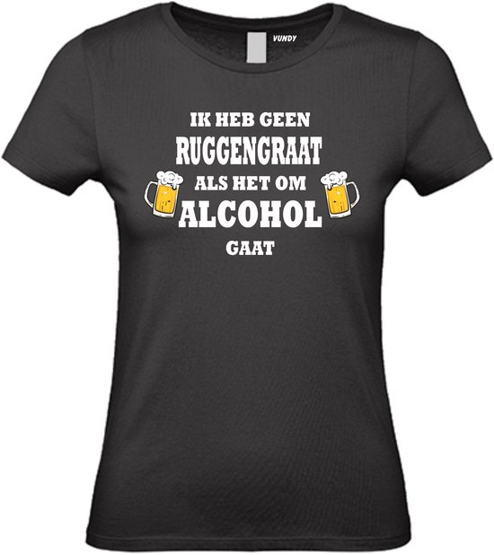 Dames T-shirt Ik heb geen Ruggengraat als het om Alcohol gaat | Oktoberfest dames heren | Carnavalskleding heren dames | Foute party | Zwart dames | maat XXL