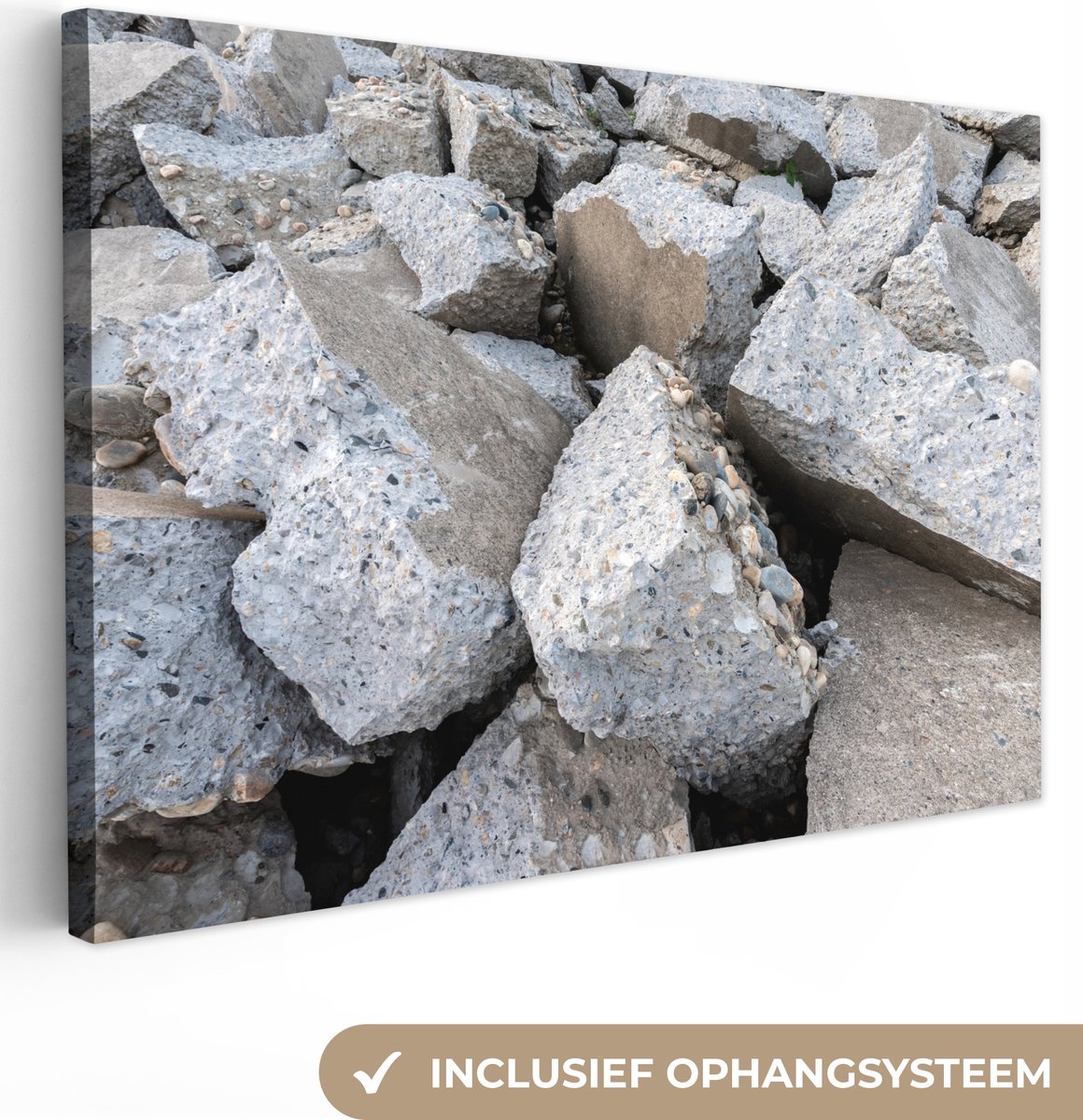 Canvas Schilderij Beton - Stenen - 120x80 cm - Wanddecoratie