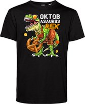 T-shirt Oktobasaurus Rex | Oktoberfest dames heren | Carnavalskleding heren dames | Foute party | Zwart | maat 3XL