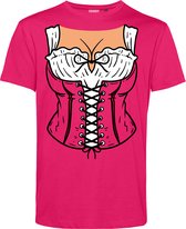 T-shirt Dirndl Boezem | Oktoberfest dames heren | Lederhosen man | Foute party | Fuchsia | maat XL