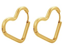 Plux Fashion Hart Oorbellen - Goud - 2mm/2,5cm - Dames - Gouden Oorbellen - Heart Earrings - HipHop Oorbellen - Sieraden Cadeau - Luxe Style - Duurzame Kwaliteit - Halloween - Oktoberfeest