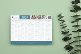 A2 jaarplanner, wandkalender, wallplanner, maandkalender, kantoorplanner, planner, kalender 2024 met maanfases