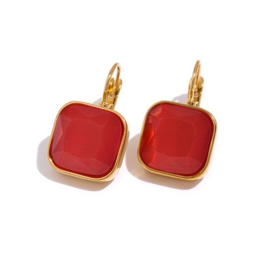 Zatthu Jewelry - N23FW643 Lija oorhangers met opaal steen warm oranje