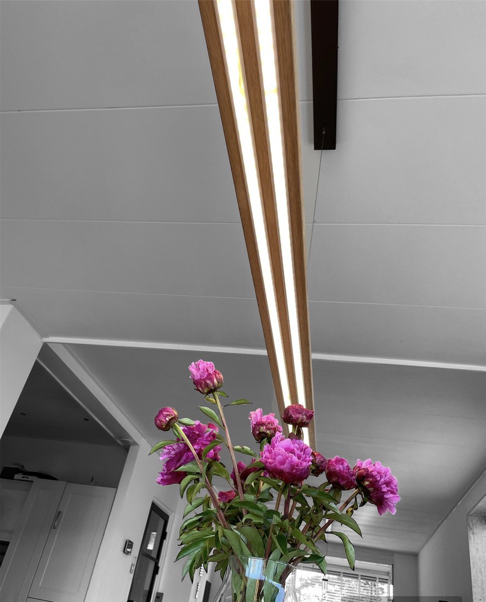 Hanglamp Eettafel 210 CM (kleur hardhout) - [eettafel hanglamp] - [eetkamer hanglamp] - [plafondlamp] - [hanglamp] - [woonkamer lamp] - [woonkamer hanglamp]