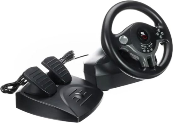 S&D Retail Racing Wheel - Volant de jeu avec Pédales et levier de vitesse - Volant  PS4