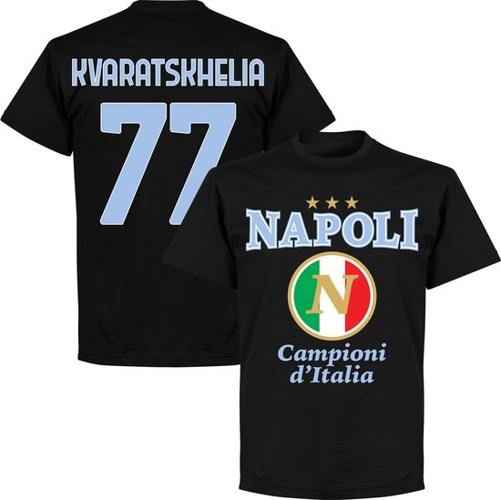 Napoli Campioni 2023 Kvaratskhelia 77 T-Shrit - Zwart - XS