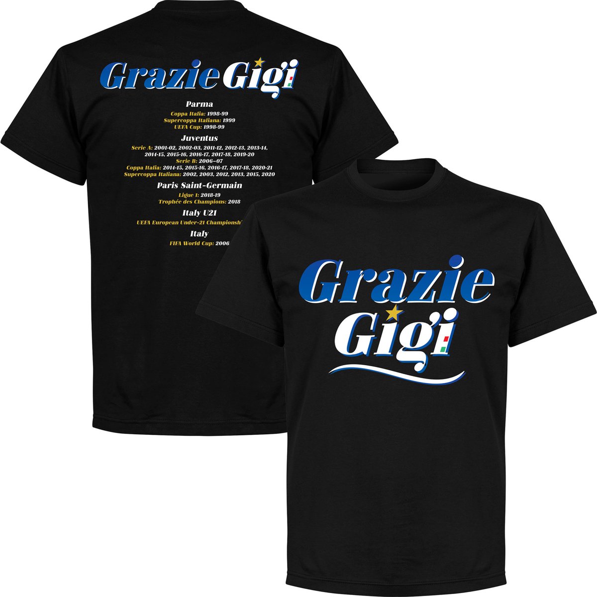 Grazie Gigi Honours T-shirt - Zwart - XL