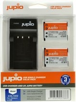 Jupio Kit: 2x Battery Li-40B/Li-42B/NP45/D-Li63/EN-EL10 + USB Single Charger