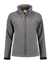 Lemon & Soda Softshell jacket voor dames in de kleur parelgrijs in de maat L.