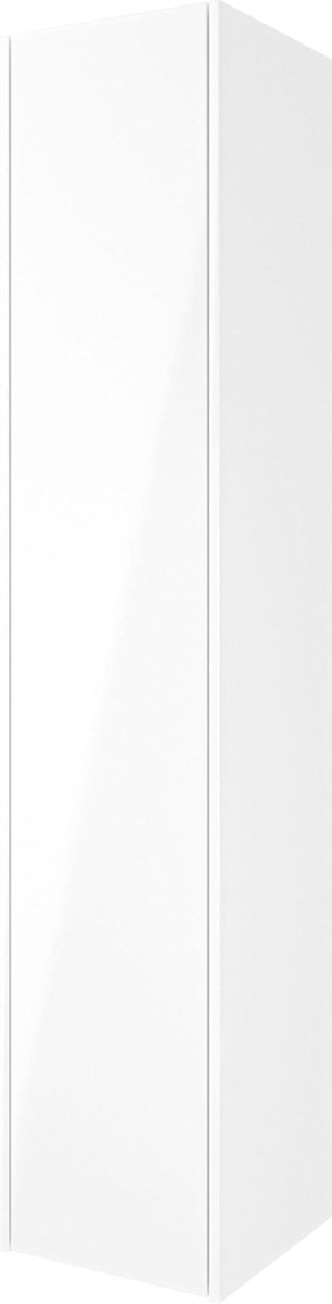 Proline hoge kast met 1 push-to-open deur en 4 glazen planchetten 35 x 35 x 169 cm, glans wit
