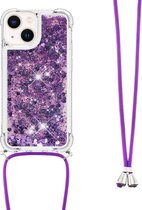 Coque iPhone 15 - Coverup Liquid Glitter Back Cover avec Cordon - Violet