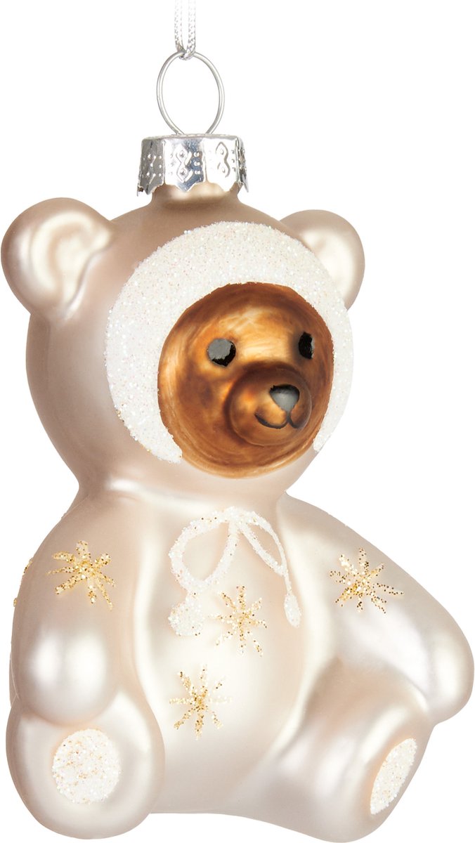 BRUBAKER Teddybeer Baby - Handgeschilderde Glazen Kerstbal - Handgeblazen Kerstversiering - Grappige Kersthanger - Kerstboom Decoratie - 8.5cm