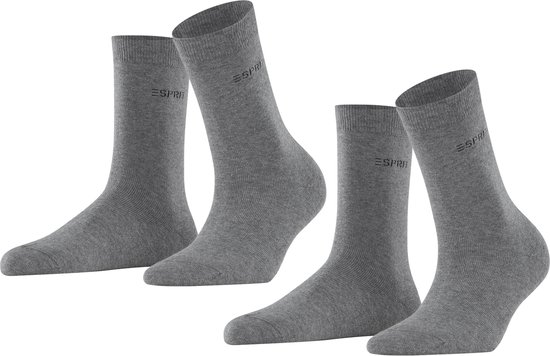 Esprit Uni 2-Pack duurzaam organisch katoen multipack sokken dames grijs - Maat 35-38