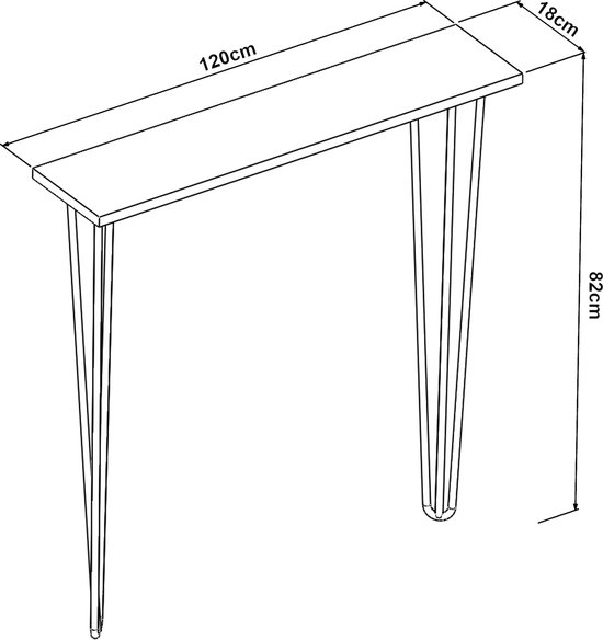 Console tafel Kokemäki met pinpoten 82x120x18 cm zwart