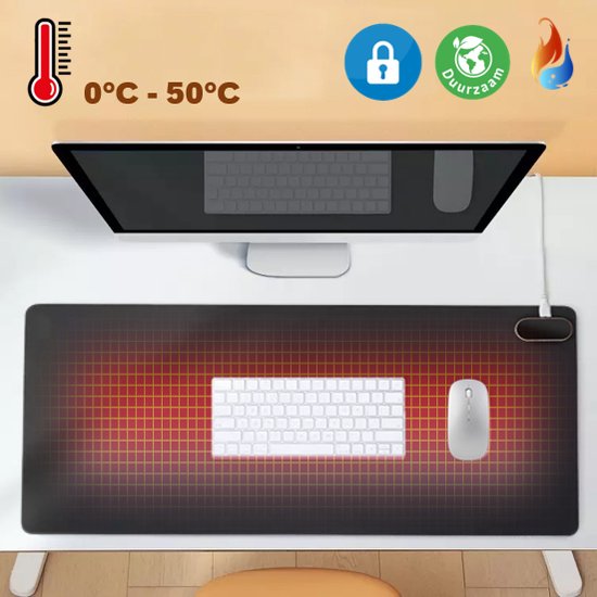 Foto: Gothermo verwarmde infrarood bureauonderlegger zwart muismat verwarming bureau verwarmingsmat bureau mat 80x33cm touchpad met verstelbare temperaturen warme handen en voeten