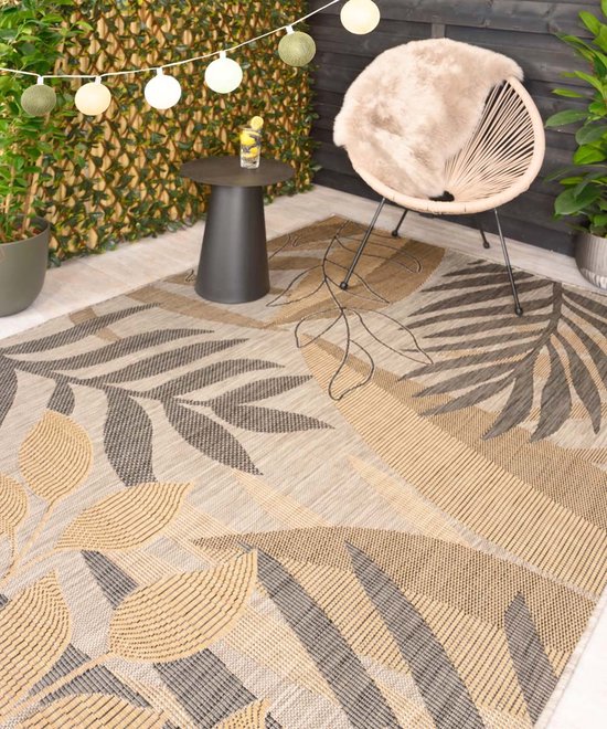 Buitenkleed palmbladeren - Coastal Coral beige 200x290 cm