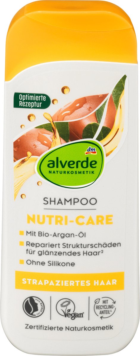 alverde NATURKOSMETIK Shampoo Nutri Care biologische arganolie en biologisch jojoba-extract, 200 ml