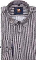 Suitable - Overhemd Print Bruin 267-12 - Heren - Maat 40 - Slim-fit