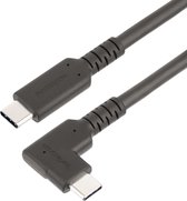 StarTech.com Câble USB-C Robuste à Angle Droit de 1m, USB 3.2 Gen 2 (10 Gbps), Cordon de Transfert de Données USB-C à C Complet - Mode Alt DP 4K 60Hz, 100W PD - Câble USB-C à 90°/Coudé (RUSB31CC1MBR)