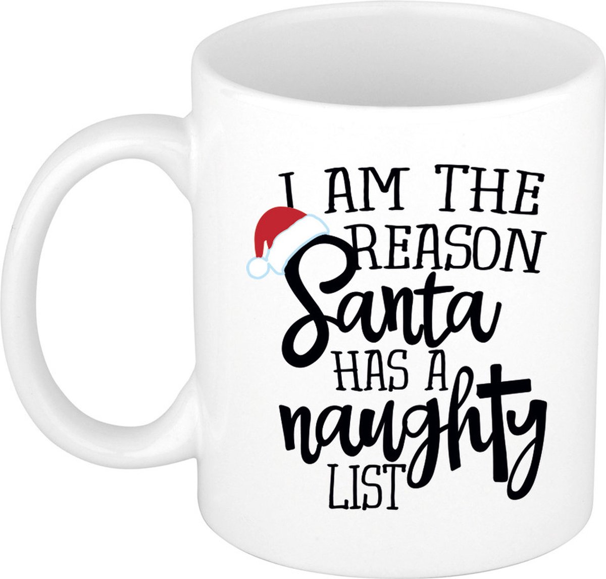 Bellatio Decorations Koffiemok - Naughty List - 300 ml - keramiek - kerstcadeau - kerstmis