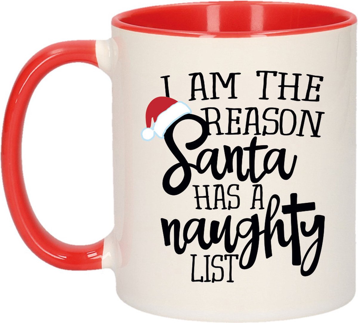 Bellatio Decorations Koffiemok - Naughty List - 300 ml - keramiek - kerstcadeau - kerstmis