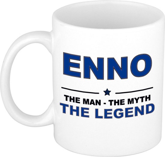 Nom du cadeau Enno - L'homme, le mythe la légende tasse à café / tasse 300 ml - nom / noms tasses - Cadeau pour anniversaire / fête des pères / retraite / succès / merci