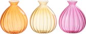 J-Line vaas Ballon - glas - oranje/roze/oker - 3 stuks