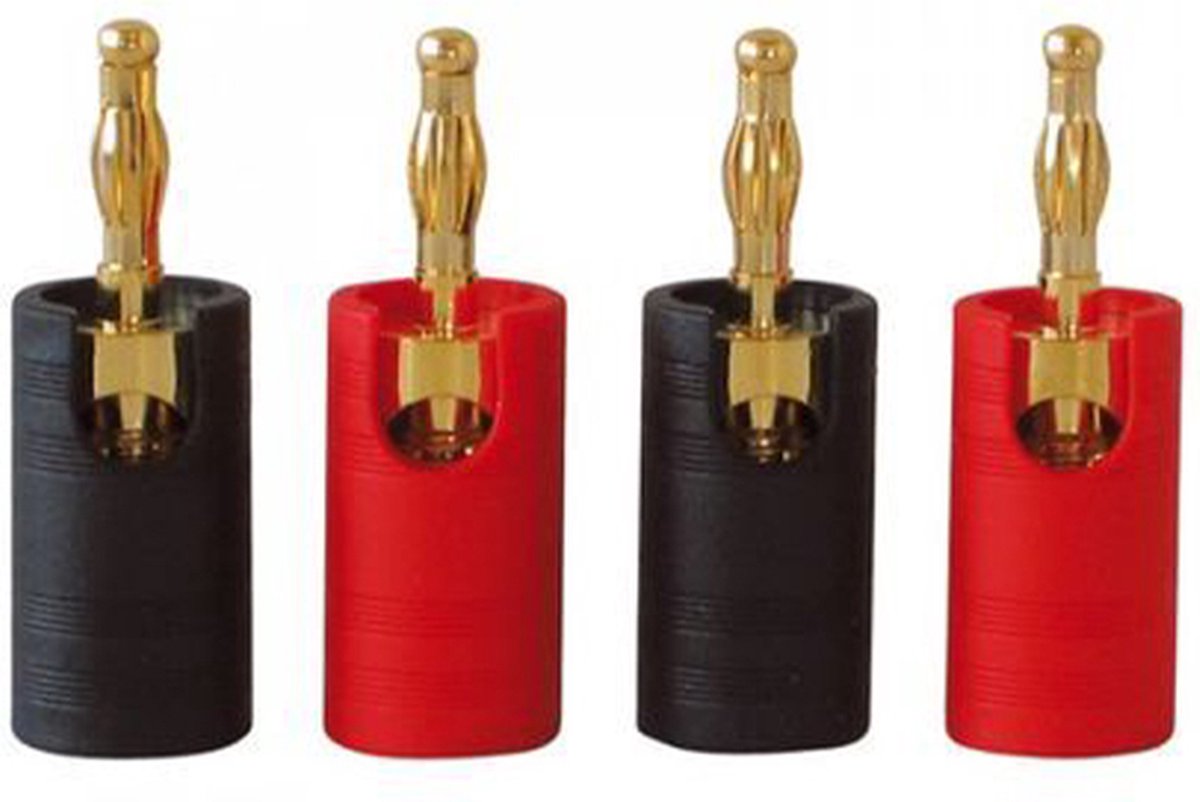 Dynavox 4-delige Banaanstekker male set - verguld - Rood/Zwart