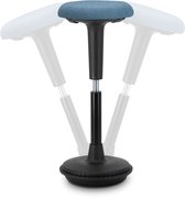 Wobblez® Wiebelkruk - Ergonomische kruk voor Sta Bureau vanaf 90 cm Hoogte - Kruk voor staand werken in hoogte verstelbaar van 63-83 cm - Zwarte wiebelkruk met Blauwe zitting
