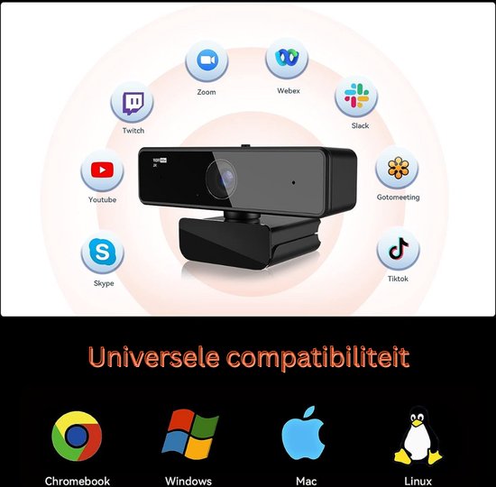 Luxe webcam voor pc met ruisonderdrukkende microfoon privacycover