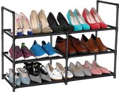 Living Nine Meuble à chaussures - Jusqu'à 15 paires de Chaussures pour femmes - Zwart - Plastique - Meuble à chaussures