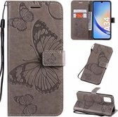 Coque Papillons Grijs - Convient pour Samsung Galaxy A34 5G - Wallet Book Case - Livret avec Porte-Carte / Porte-Carte et Fermeture Magnétique - Booklet Housse de Protection