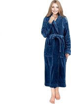 Badjas fleece maat - S - kleur - Blauw