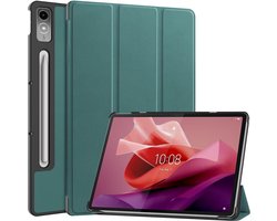 Tablethoes geschikt voor Lenovo Tab P12 Hoesje - Tri-Fold Book Case met Wake/Sleep - Groen