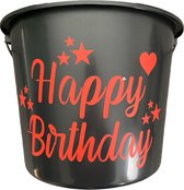 Cadeau Emmer-Happy Birthday-12 liter-Zwart-Cadeau-Geschenk-Gift-Kado-Verjaardag